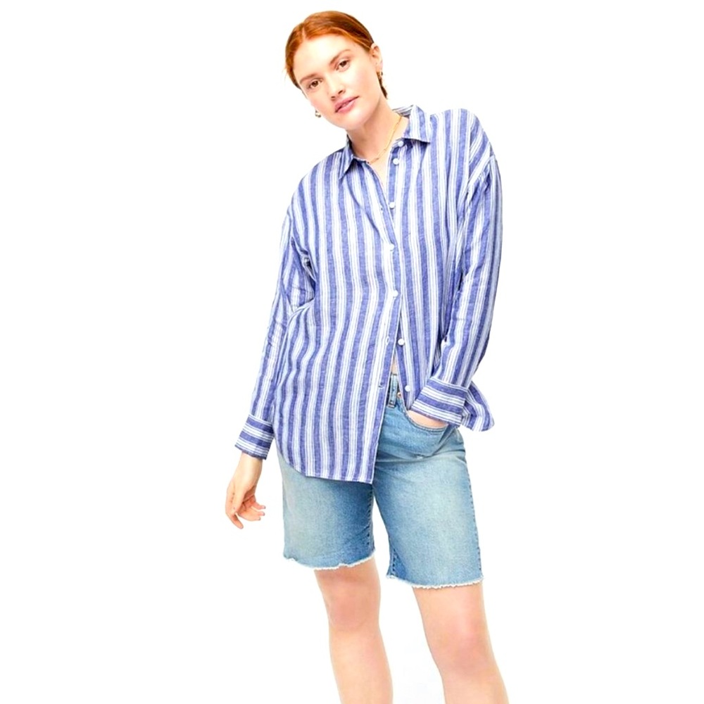 NWT Baird McNutt x J Crew Relaxed Linen Shirt